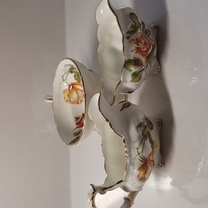 Vintage  Hammersley footed teacup and sugar and creamer